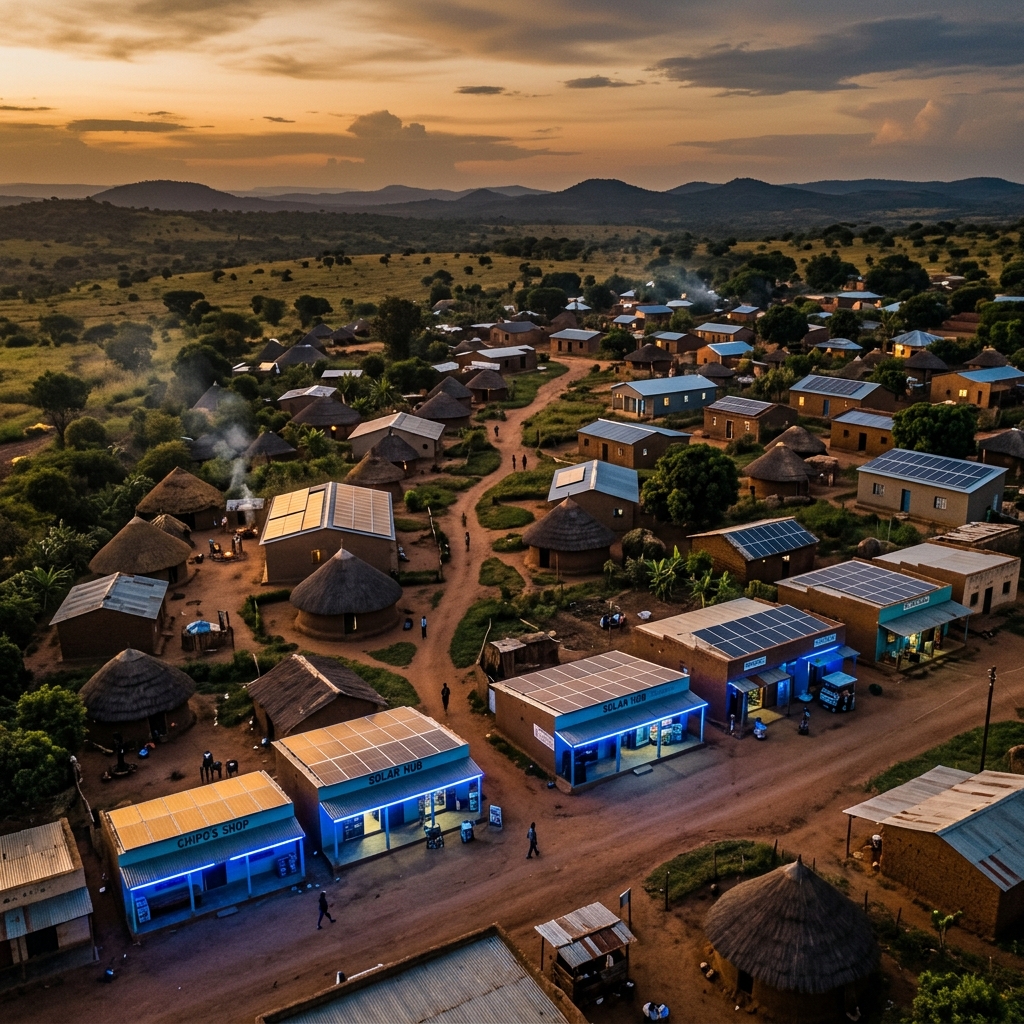 African community with solar rooftops